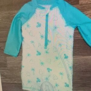 Kids Swim Rash Guard - Aqua and White